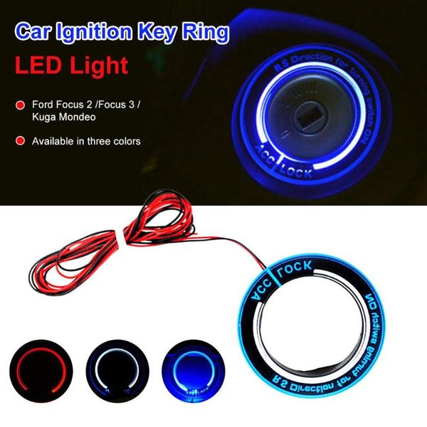 

olomm car ignition key ring led light decoration sticker for auto accessories for ford focus 2 focus 3 kuga mondeo, Silver