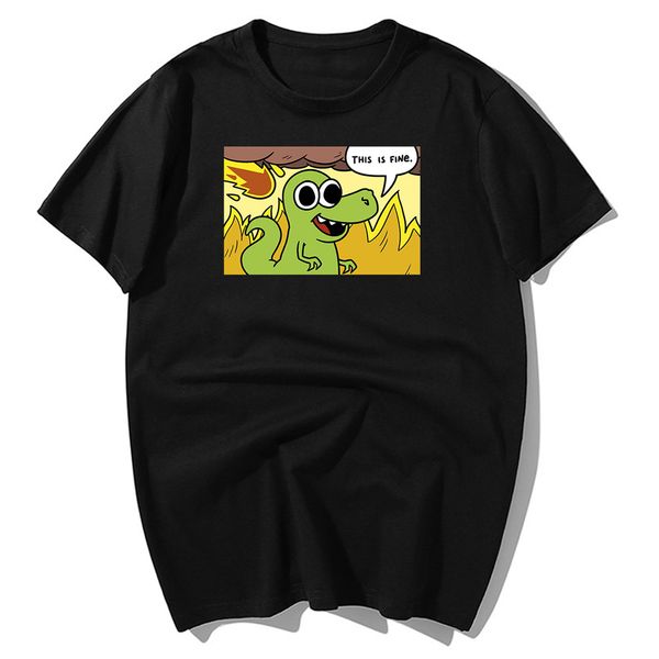 

fashion dinoptimist t shirts men funny dinosaur this is fine print t-shirts mens casual cotton hip hop tees tshirts male