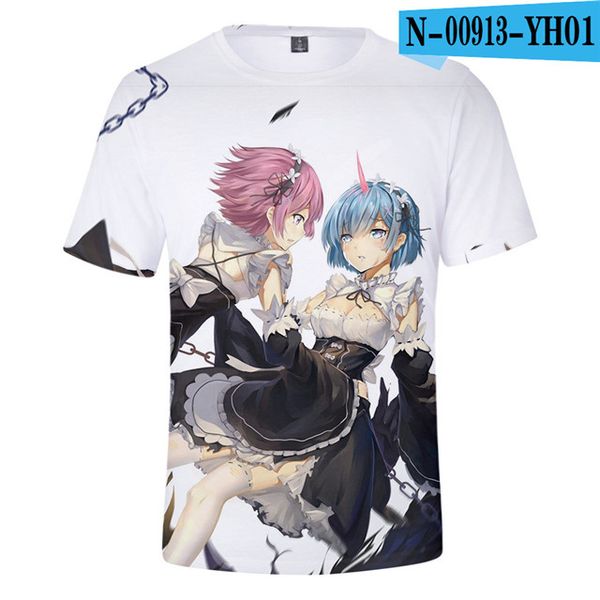 

re zero girls clothing rem and ram japanese anime 3d print shirts horror aesthetic funny men clothing