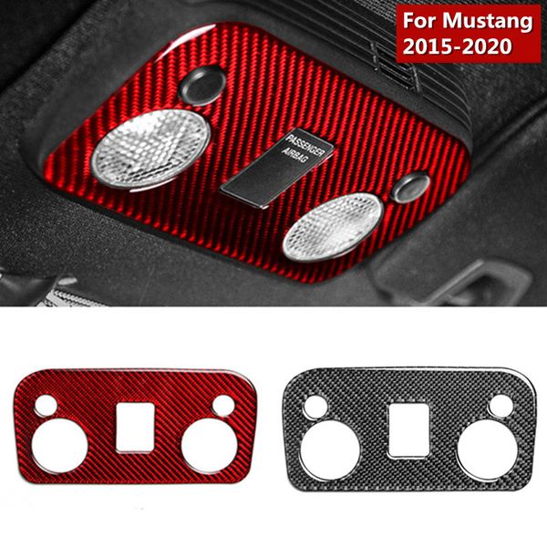 

car interior accessories carbon fiber reading light control panel trim auto sticker car styling for ford mustang 2015-2020
