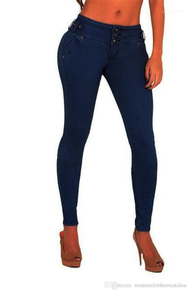 

casual female solid color womens clothing designer women booty lifting jeans fashion skinny pecil pants, Blue