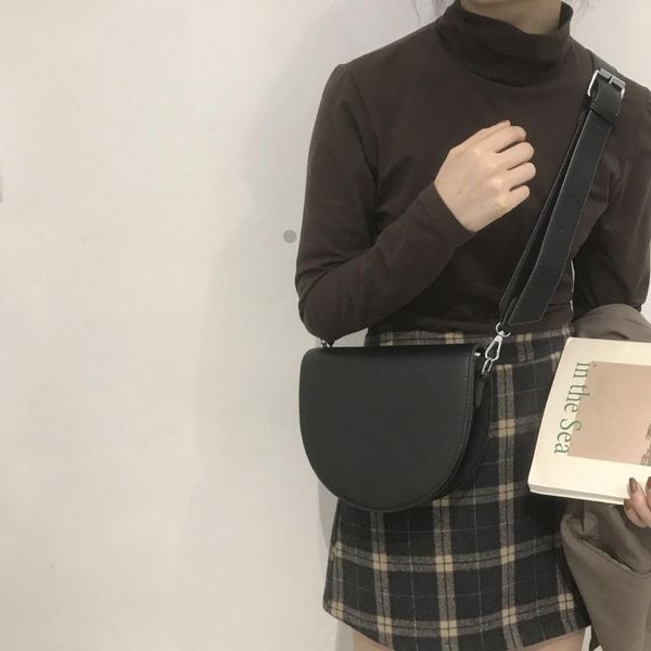 

vintage flap women bags fashion wide shoulder strap simple korean style shoulder bag