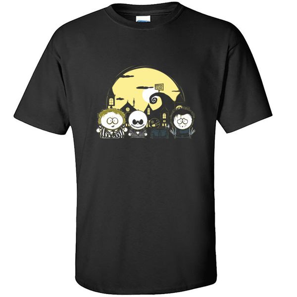 

jack skellington and sally hallowmas street tshirts nightmare before christmas summer/autumn cotton t shirt faddish men