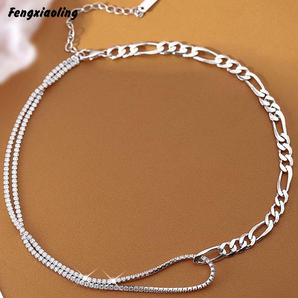 

fengxiaoling 100% genuine 925 sterling silver multiple zircons chains necklaces for women fine jewelry cute accessories 2020