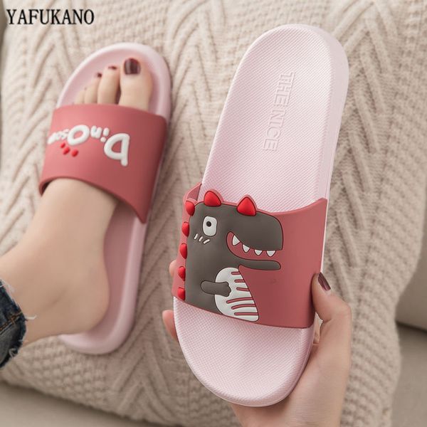 

summer slides women slippers cartoon dinosaur thick bottom beach slides bathroom slide sandals women men couple girls boys shoes, Black