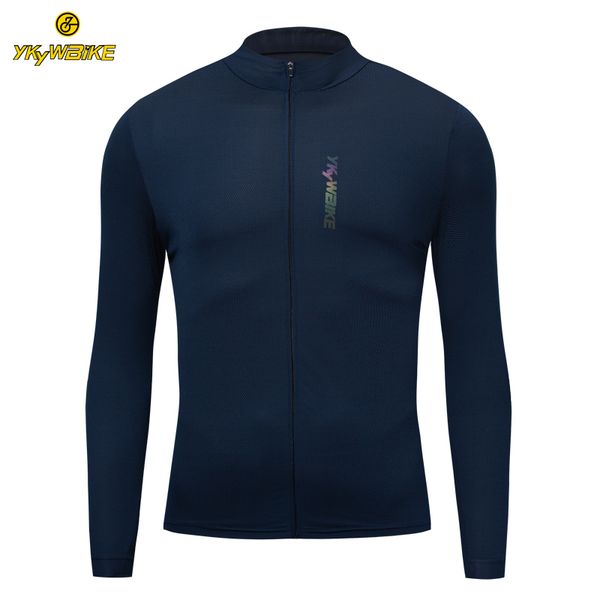 

ykywbike long sleeve cycling jersey 2020 reflective mountain road bike jersey mtb hombre bike shirts zip pocket, Black;red