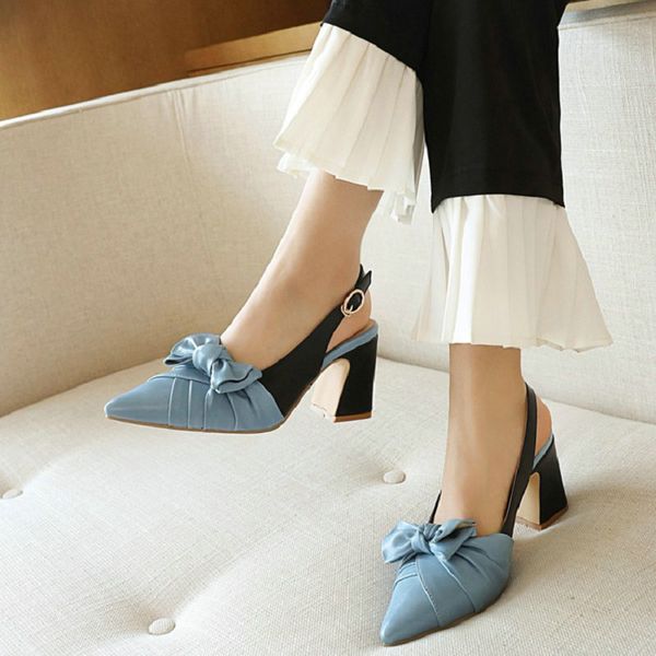 

sianie tianie sandalia feminina block high heels slingback pumps for woman with butterfly knot yellow women sandals plus size 43, Black