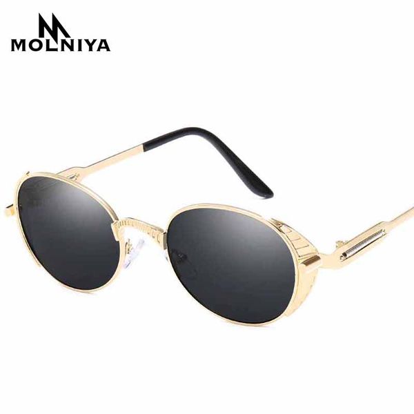 

sunglasses molniya brand 2021 mirror lens round glasses goggles steampunk vintage retro for men and women hisper eyewear, White;black