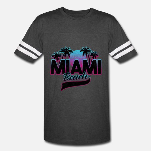

retro miami beach sunset palm trees t shirt men create 100% cotton round collar homme sunlight comical summer style novelty shirt