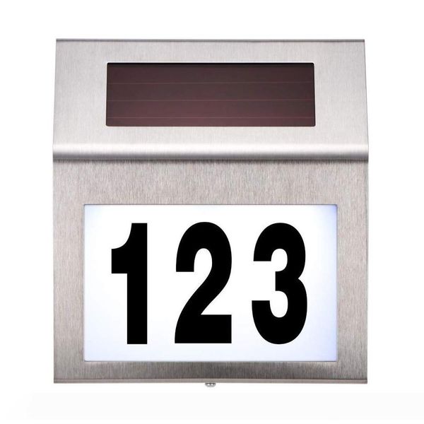 

Solar Powered LED Light Sign House Hotel Door Address Plaque Waterproof Number Digits Plate Lamp For Home Lighting Sign White Light 10161