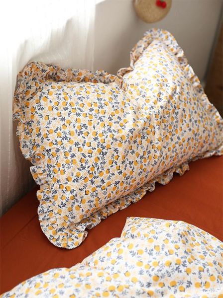 

cute orange flower bedding set teen kid,cotton twin full  fashion design home textile bed sheet pillow case duvet cover