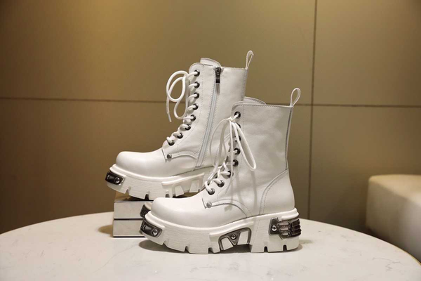 

spring autumn cowhide leather ankle boots women motorcycle boots female shoes woman thick sole punk white black eu 34-39