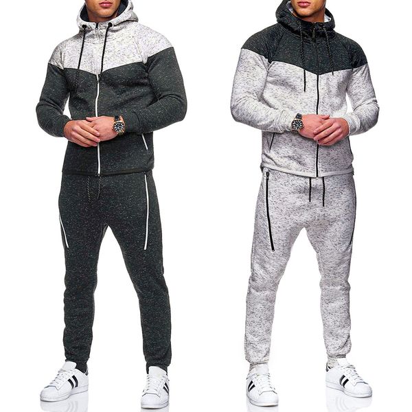 

Mens Sport Tracksuits Panelled Running Black Gray Suits Jacket Pants Autive Male Boy Joggers Autumn High Quality Long Sleeve Hot Sell