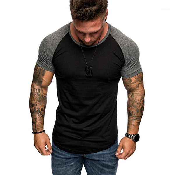 

slim pullover short sleeve mens tees casual males clothing two colors panelled mens designer tshirts fashion, White;black