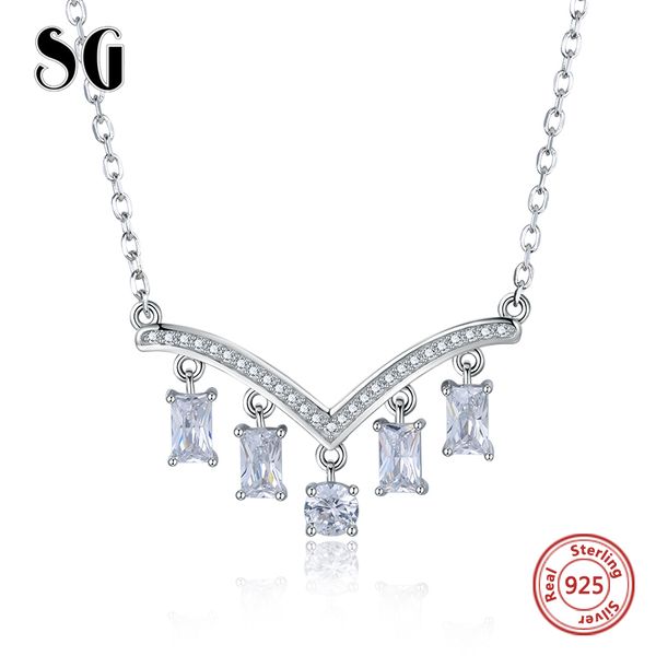 

sg 925 sterling silver necklace for women fashion white crystal chain necklace jewely gifts 2020 new ing