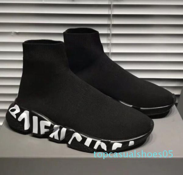 

designer shoe men woman slip-on elastic cloth speed trainer sock runner man shoes outdoors luxury casual shoes flat fashion socks boots t05, Black