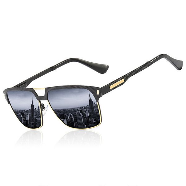 

men sunglasses vintage style frame oversized alloy polarized brand design pilot male sun glasses driving uv400, White;black