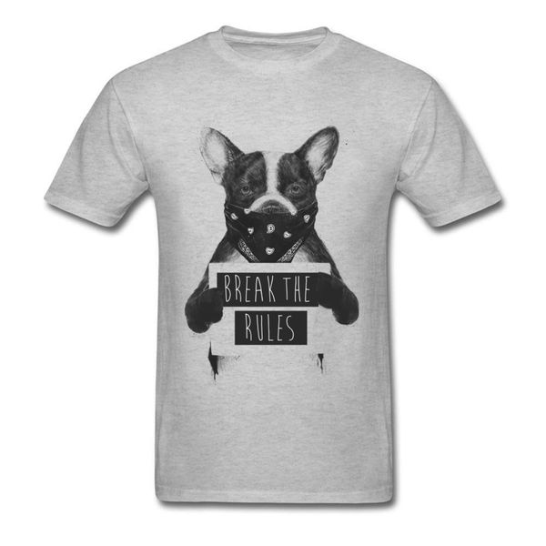 

rebel dog mugst shirt pitbull pug break the rules funky short sleeve geek 100% cotton round neck men shirt