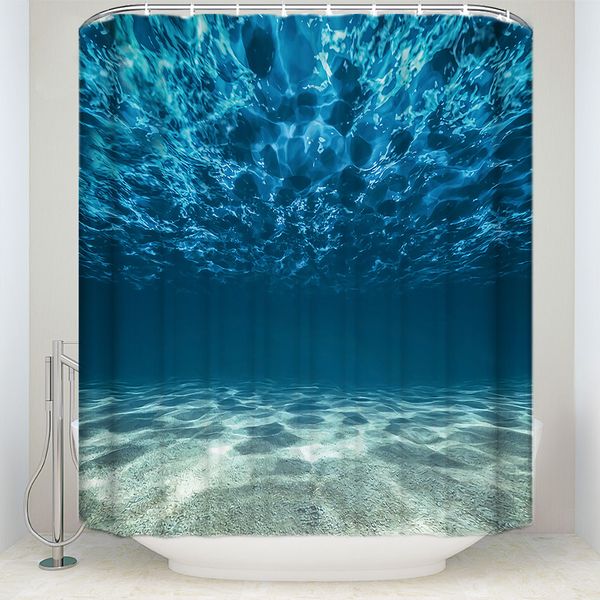 

anti bacterial bathroom polyester fabric washable thick ocean shower curtain 3d