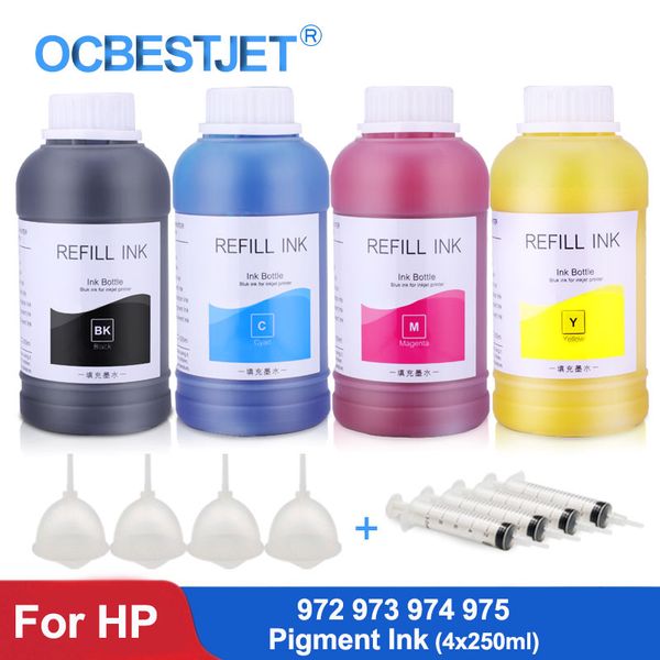 

ink refill kits 4x250ml 972xl 973xl 974xl 975xl 976xl 981xl pigment bottle for 352dw 377dw 452dn 477dn 552dw 577dw printer