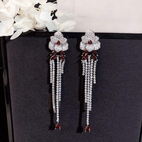 

earrings 18k white gold plated tassel earrings for women exaggerated party sparkly earrings women gift, Golden