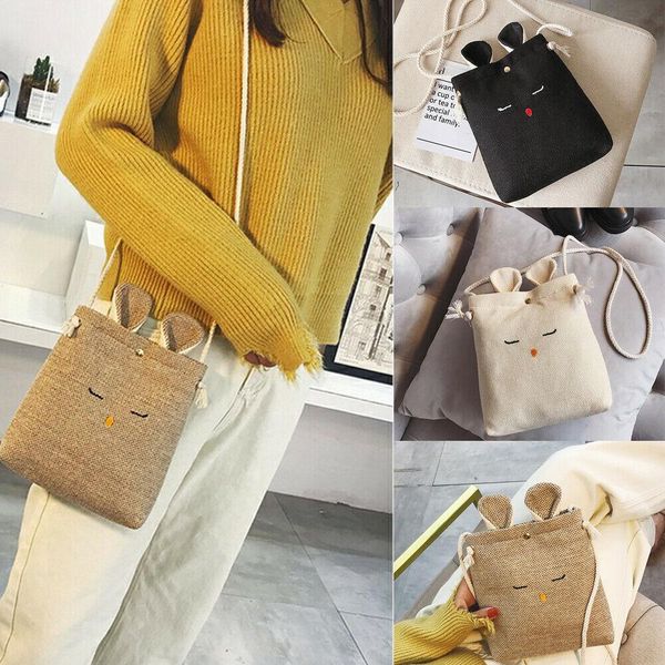 

designer-women bunny handbag shoulder purse messenger satchel crossbody tote bag linen