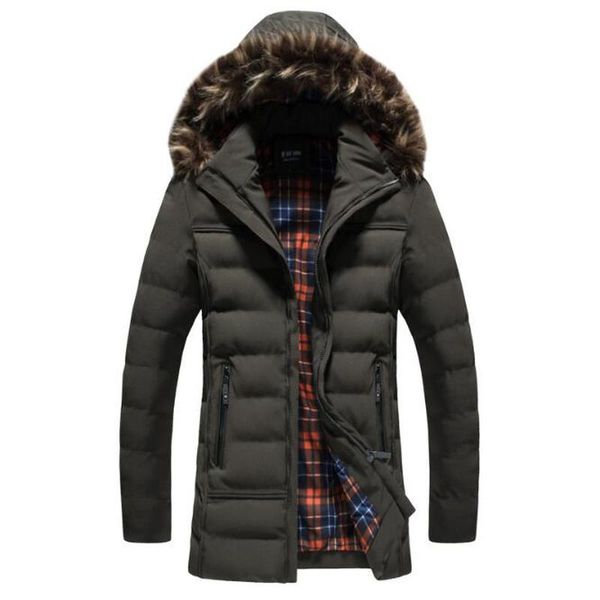 

men's down & parkas winter jackets mens fashion casual straight solid long section warm jcakets cotton coat, Black