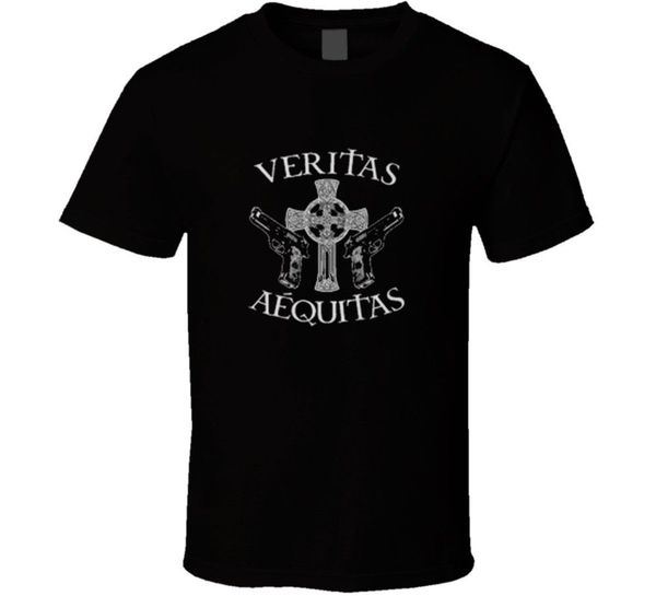 

2019 male selling veritas aequitas prayer guns irish catholic t shirt summer tee shirt