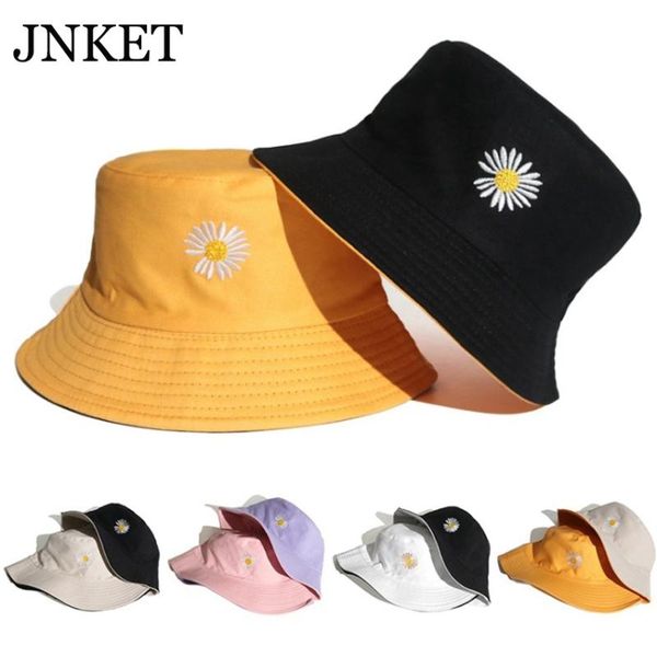 

jnket new fashion women bucket hat double side hats fisherman hat outdoor travel foldable cap summer embroidery sunhat, Blue;gray
