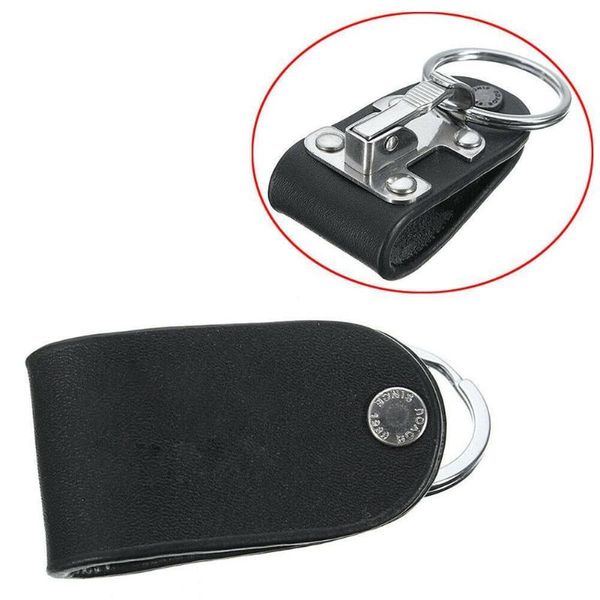 

black pu leather key chain stainless steel keyring casual accessories detachable business for men clip belt keychain ring h c0y4, Silver