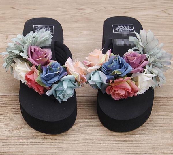 

hahaflower высокие каблуки флип-флоп женщина нижний склон ся хоу противоскользящих сандалии тапочки флип-флоп размер 35-44 бесплатная достав, Black