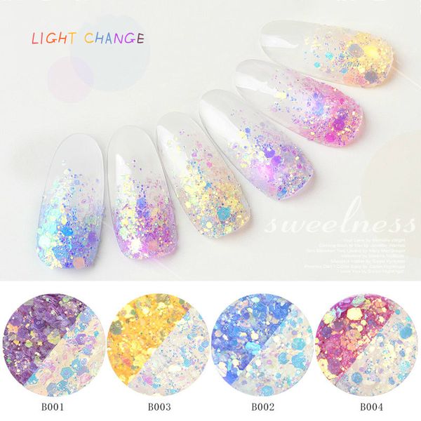 

chunshu light change glitter sequins holographic glitter/laser/powder dust french uv gel polish color mixing nail art ornaments, Silver;gold