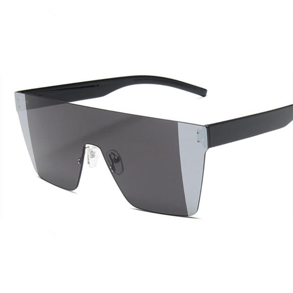 

new conjoined men women sunglasses fashion sports style goggles retro windproof coated glasses large frame female male shades, White;black