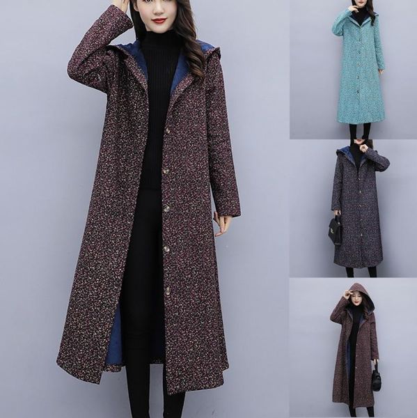 

women long sleeve vintage fleece thicken coats button long coat outcoat outwear w1211, Black
