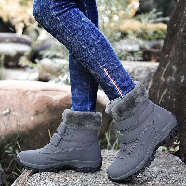 

brand women boots waterproof winter shoes female snow boots platform mujer botas ankle with thick fur warm girl a5, Black