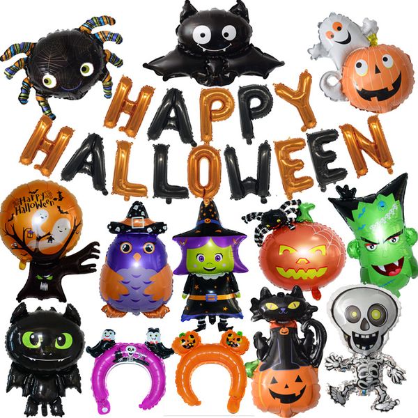 

2021 halloween decorations foil balloons halloween pumpkin ghost balloons inflatable toys bat globos party supplies