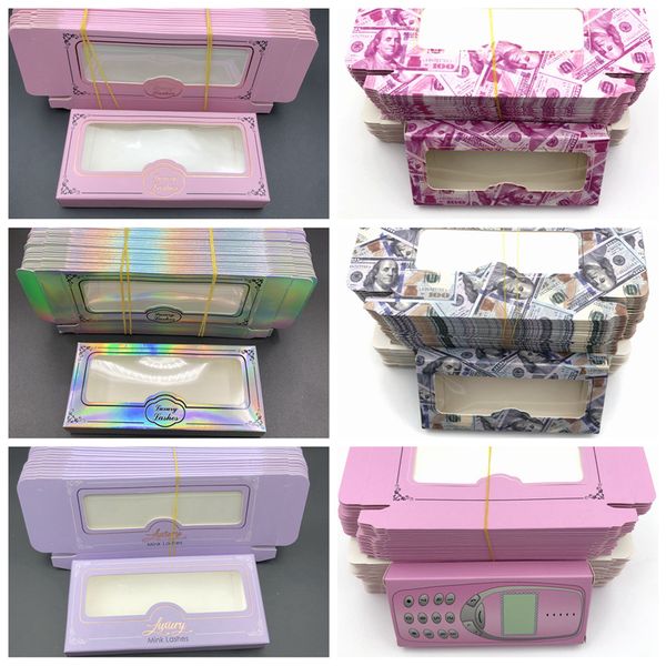 

mikiwi wholesale false eyelash money packaging cardboard cash box pink custom logo cell phone 3d mink eyelashes holography boxes
