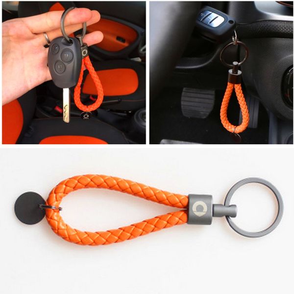 

for smart fortwo forfour 450 451 453 car keychain hand-woven car logo key chain key ring ring accessorie, Silver