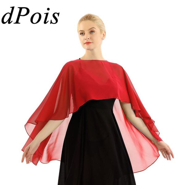 

dpois women wedding dance dress cape shrug party coat shawl swimwear swimsuit leotard poncho chiffon bridal long wraps, Blue;gray