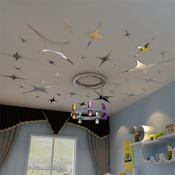 

modern style wall stickers star pattern mirror wall decals kids room baby room wall decoration poster diy stickers 3d acrylic