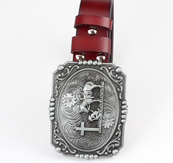 

western cowboy style belt cowskin leather bullhead buckle western knight belt genuine leather cow06