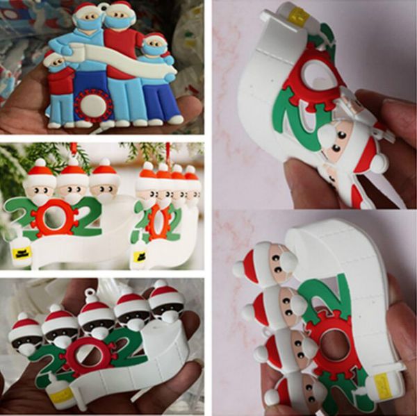 

christmas ornaments decoration quarantine family face mask diy toys xmas tree pendants snowman with hand sanitizer face covers e92102