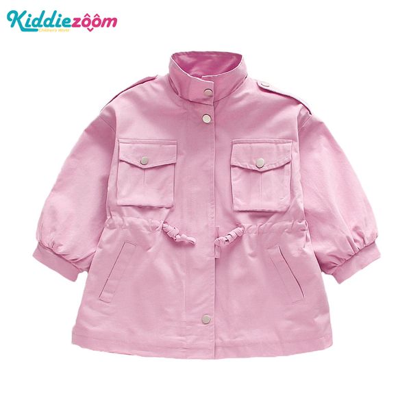 

2020 girls trench cotton children outwear solid streetwear long autumn kids clothes winter girls clothing zipper, Blue;gray