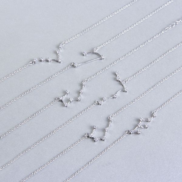 

s925 stamp silver color 12 constellation zodiac charm bracelet for women birthday gift cubic zircon bracelet jewelry s-b353, Black