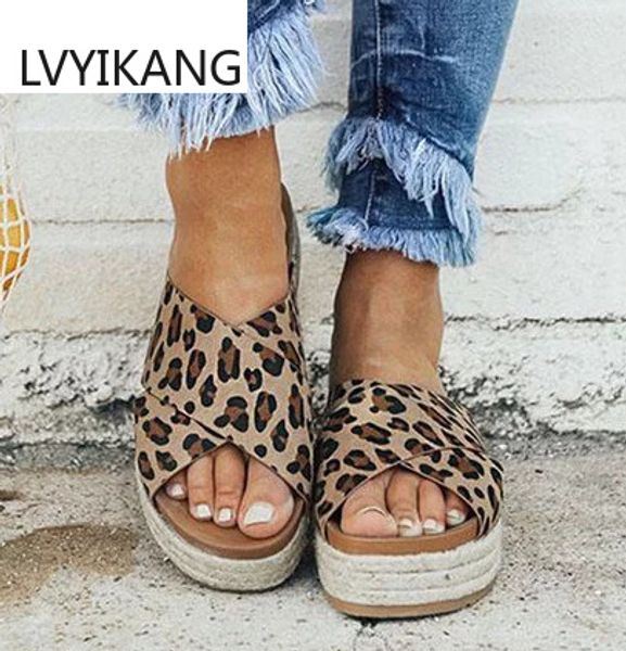 

female sandals shoes leopard print pu summer women beach cool ladies sandals women shoes, Black