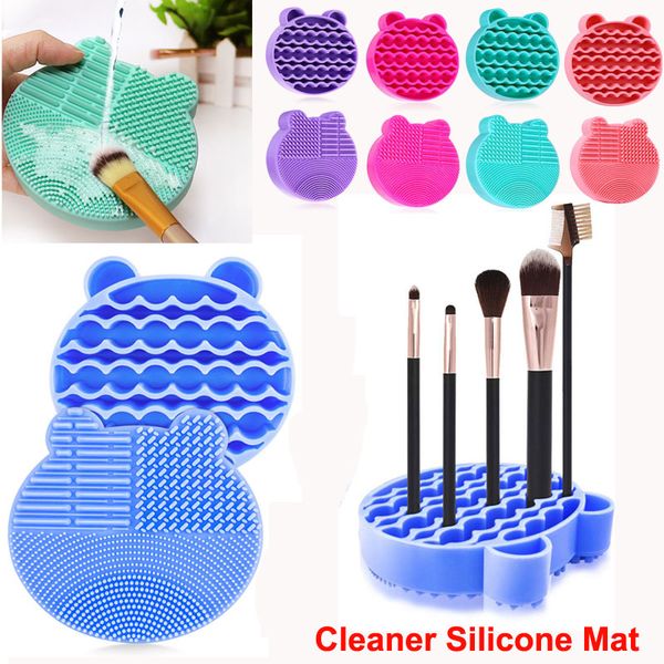 Maquiagem escova de limpeza Mat lavagem 2 em 1 Silicone Brushes Cleaner Secador de bandeja escova portátil de viagem Escova Scrubber Mat Limpeza Too