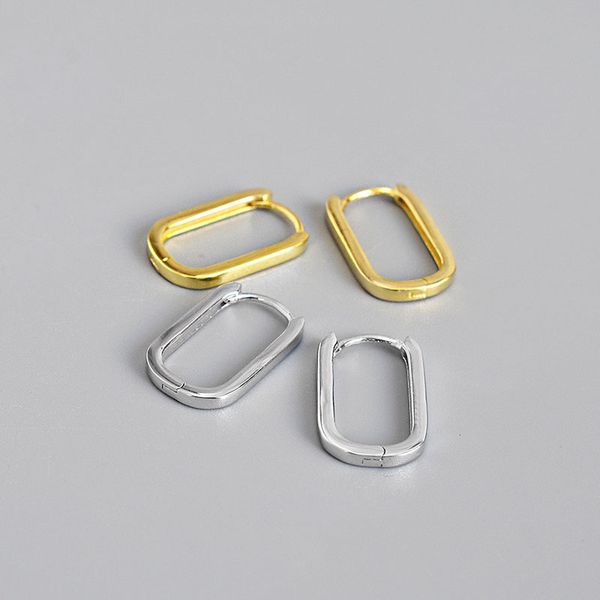

hoop & huggie 925 sterling silver earrings for women earings oval minimalism gold fine jewelry hypoallergenic, Golden;silver