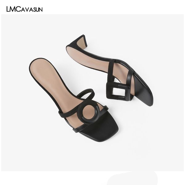 

lmcavasun office lady style buckle fashion mules sandals women shoes woman women shoes sandals heel slippers, Black