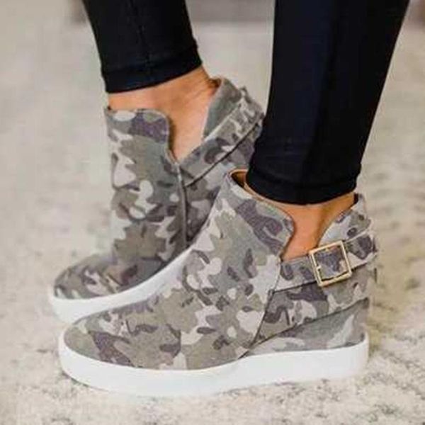 

large size 2020 new women's shoes women camouflage flat shoes lace up sneakers canvas fashion women buckle strap, Black