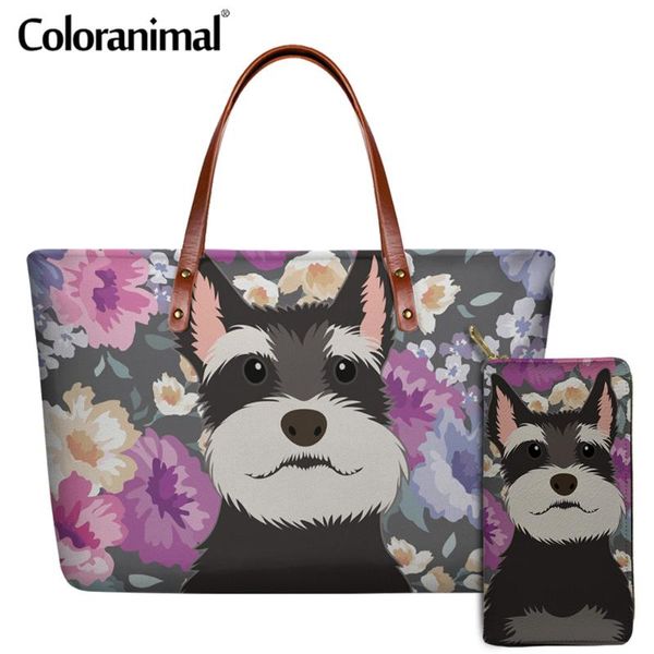 

coloranimal lovely dog and flower pattern shoulder bags tote handbags for women large capacity ladies crossbody bags sac a main